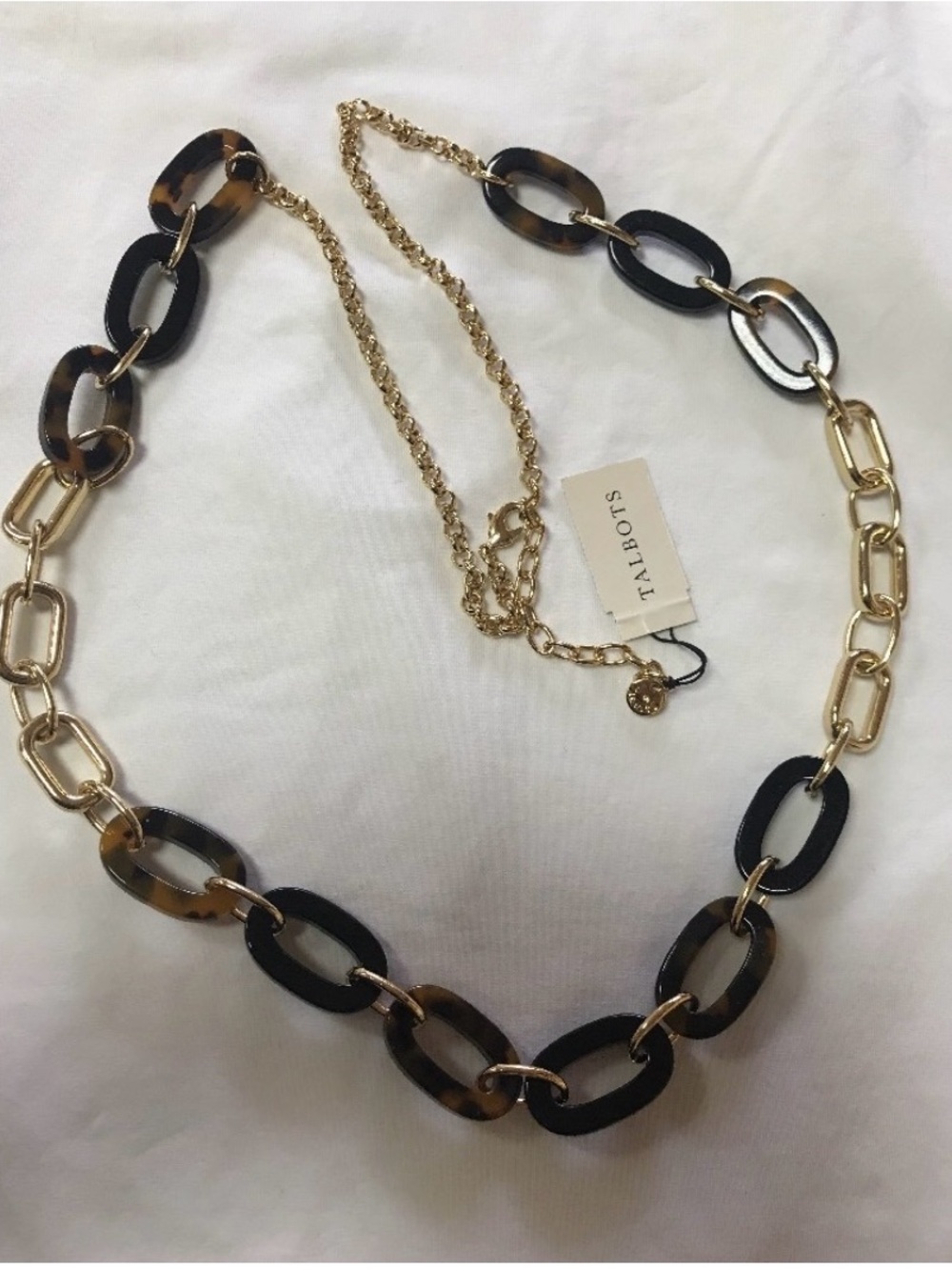 Talbots Gold-tone and Tortoise Link Statement Necklace